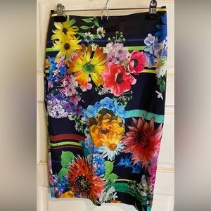 NWOT Veronika Maine Lined High Waisted Satin Floral Print Pencil Skirt size 6